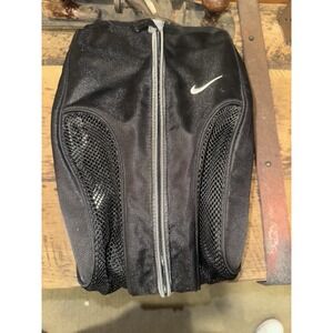 Vintage‎ Nike Black Mesh Golf Shoe Gym Bag Zippered Pocket Unisex Lightweight